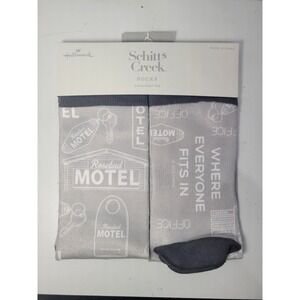Hallmark Schitt's Creek Rosebud Motel Grey Graphic Crew Socks One Size NEW